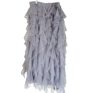 Cato Purple Waterfall Ruffle Tulle Midi Skirt Fairy Ballet Core Womens 14 16